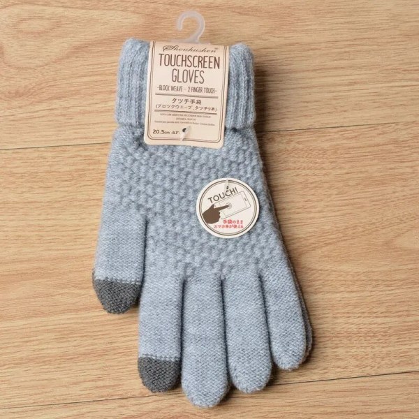 Vinter Touch Screen Handskar Dam Herr Varma Stretch Stickade Vantar Imitationsull Full Finger Guantes Kvinnlig Virkad Luvas Förtjocka Khaki One Size