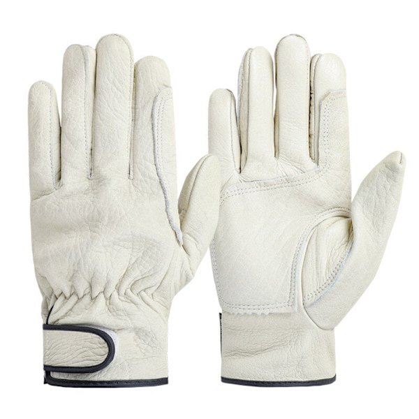 Arbetshandskar läder arbetare svetsning säkerhetsskydd trädgård sport motorcykel förare slitstarka handskar white  2 XL