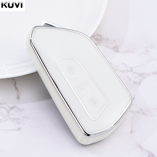 TPU Auton Avaimen Kotelo Suojus Avaimenperä Polo Tiguan Passat B5 B6 B7 Golf MK Jetta Skoda Kodiaq Superb Octavia Seat Jne D style White
