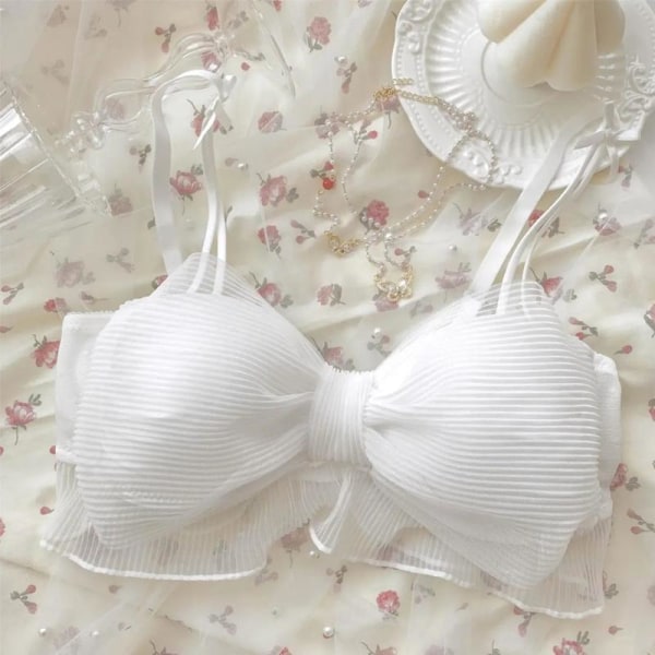 Lolita Dam BH Flickor Veck Båge Söt Underkläder Bekväm Söt Söt Bralette Trådlös Lingerie White S