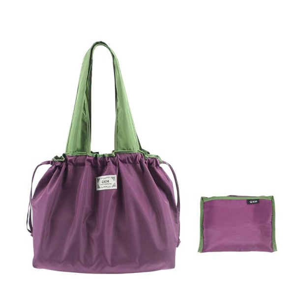 Medium dragväska Återanvändbar Miljövänlig väska Vikbar shoppingväska Reseaxelväska Damförvaringsväska Purple M
