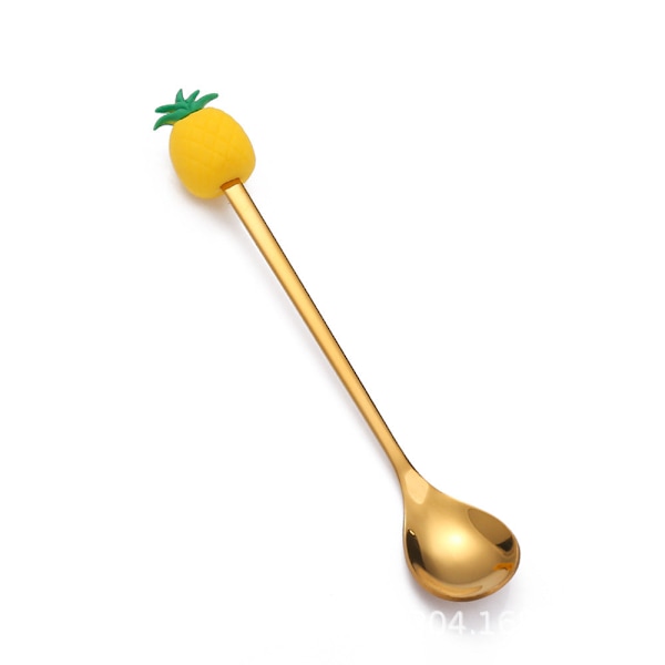 Hedelmähaarukka Söpö Lasten Astiasto Vesimeloni Lusikka Nukkekakku Jälkiruokahaarukka Ruostumaton Teräs Kahvilusikka Pineapple golden spoon