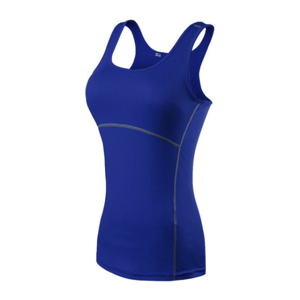 Yogaskjorta Löpande Quick Dry-väst Hög elasticitet Tättsittande kvinnor blue. S