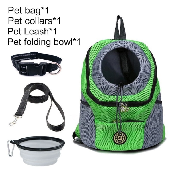 Hundbärväska Ryggsäck för Hundar Ut Dubbel Axel Bärbar Reseryggsäck Utomhus Hundbärväska Reseset Green Set 1 L for 10-13kg