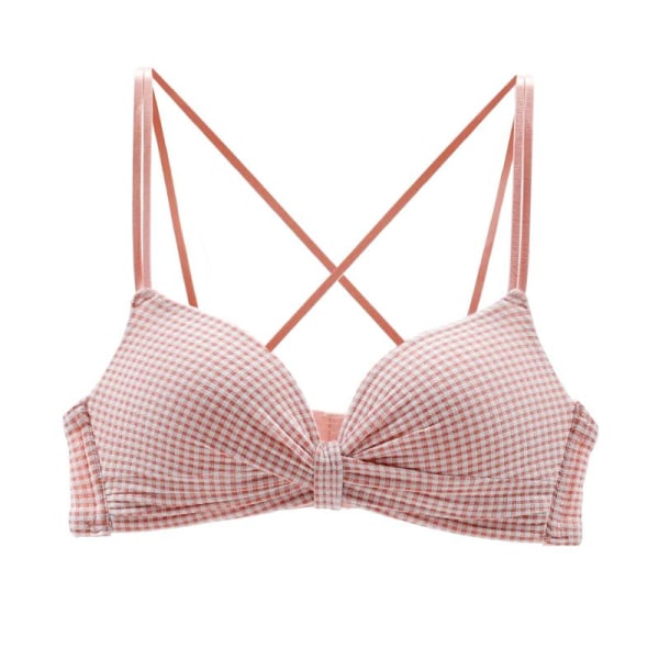 Sexig Rutig Underkläder Bekväm Trådlös BH för Kvinnor Djup Urringning BH Multiway BH A B Kupa Black 36B