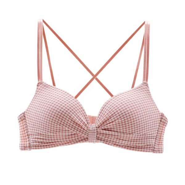 Sexiga Grid Lingerie Comfort Wireless Bras for Women Plunge Brasserie Multi Way Bra AB Cup Pink 32B