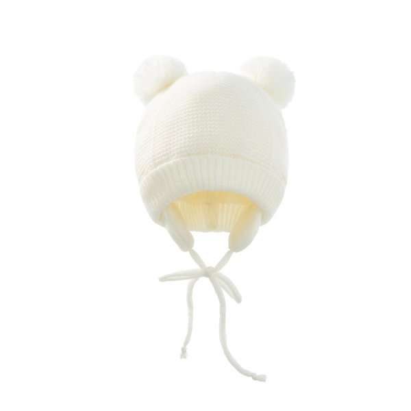 Söt Stickad Pom Pom Baby Mössa Handskar Set Tjock Varm Flicka/Pojke Mössa Handskar Beanie Vinter Öron Varma Barn Mössa Baby Bonnet Muts GrayGlovesHat