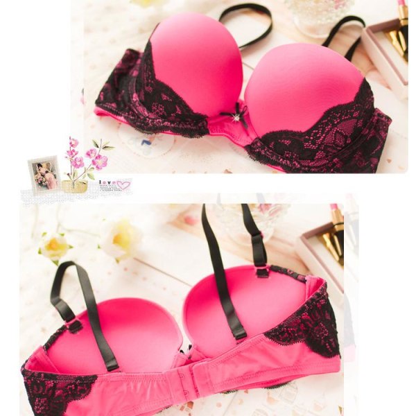 Blonde BH Sexet Push Up BH'er Til Kvinder Mode Kvinde Bøjle Blomster Bralette Samlende Messingiere Pink 32B