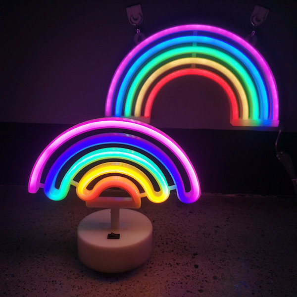 Spot Led Regnbåge Neonljus Väggmonterad Liten Nattlampa Jul Festival Base five-color rainbow neon light Battery usb dual-use