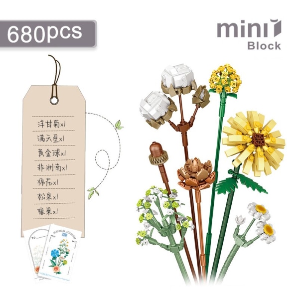 Kreativa Roliga Kaktus Byggklossar Gör-det-själv Simulering Suckulent Krukväxt Grön Växt Blomma 3D Modell Mini Tegel Barnleksak Present 1245 No box