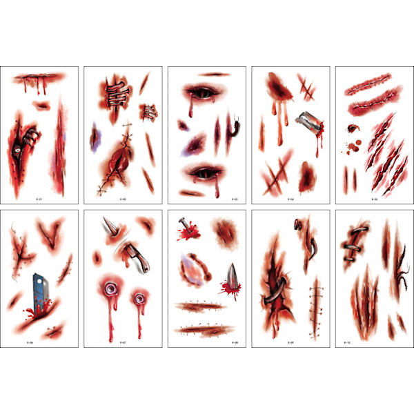 Halloween Lasten Tatuointitarrat Kurpitsa Noita Sarjakuva Pääkallo Parodia Tatuointitarra Scar 12X6.8CM