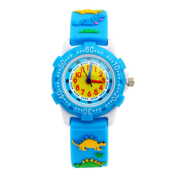 Watch Creative Dinosaur Watch 3D Silikonrem Cartoon Watch för grundskoleelever Blue