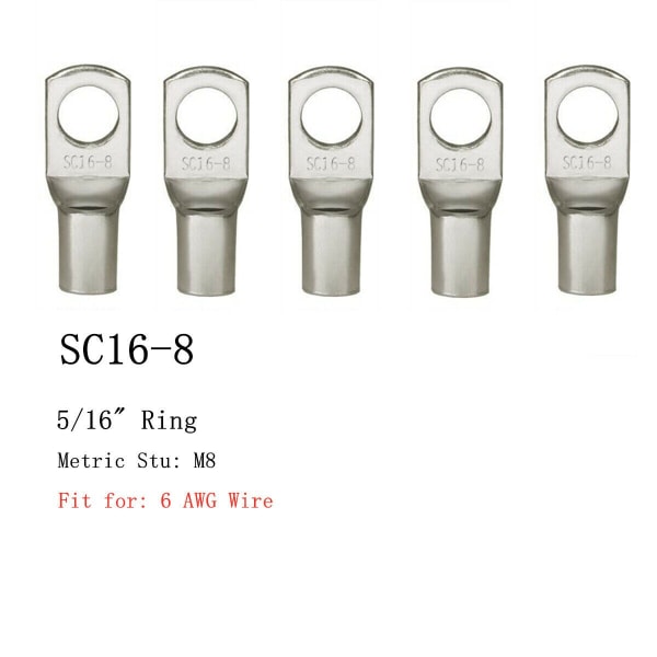 100/50/25/10STK 4-25mm Sortiment Förtennade Koppar Kabelskor Ring Krympterminaler Batterikabel Svetskabelsanslutningssats SC6-8 10