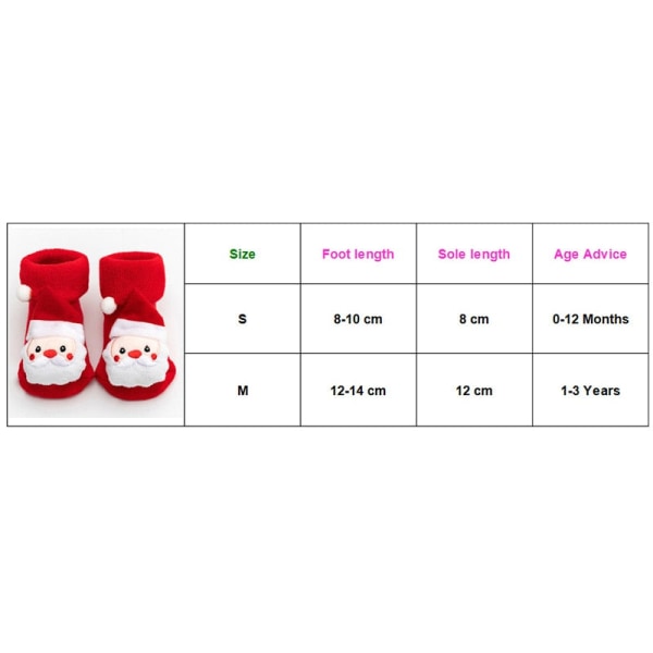 Jouluvauvan sukat talvi paksuuntuneet sarjakuva vauvan liukueste lattiasukat joulusukat 0-2 vuotta lapsi taaperot punaiset lattiasukat Baby floor socks 4 M