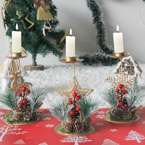 God Jul Hantverk Ljusstake Gyllene Ljusstaks Ornament Julbordsdekoration Julklapp 2023 Gott Nytt År 2024 1pcs2