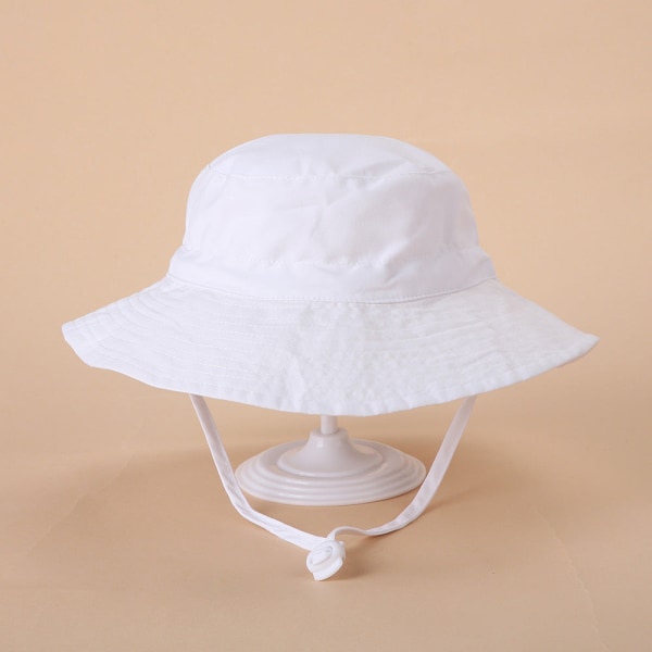 Forår og sommer Ny solhat til mænd og kvinder, baby åndbar hurtigtørrende strandhat, solbeskyttende justerbar bucket hat til børn White S code (50)