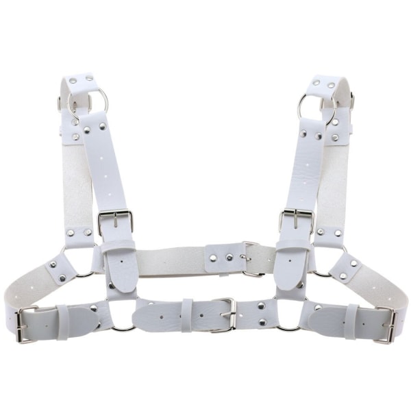 Kvinder Mænd Sexet Punk Brystsele Justerbar Bur Metal Kropskæde PU Læder Choker Statement Halskæde Fest Clubwear Rose red