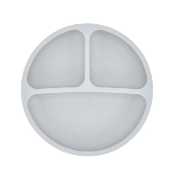 Baby Silikon Spisesett Solid Søt Smil Tegneserie Barn Servise Småbarn Trening Servise Barn Matingsskåler BPA FRI Beige