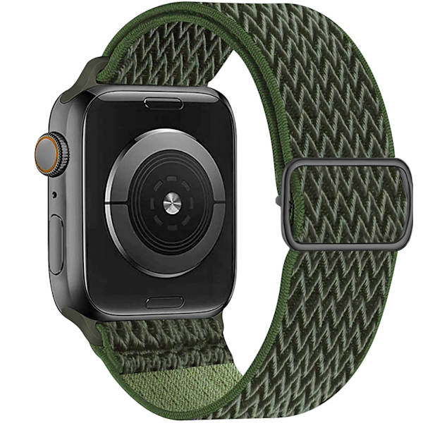 Nylonstropp for Apple Watch-reim 44 mm 40 mm 41 mm 45 mm Justerbar elastisk solo loop-beltearmbånd Apple Watch Series 7 6 se 5 4 3 cargo khaki 38mm - 40mm - 41mm