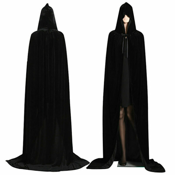 Voksen Vampyr Kapper Børn Hætteklædte Kåber Sort Rød Vendbar Skovgrøn Deluxe Halloween Kappe Fuld Længde Cosplay Blue