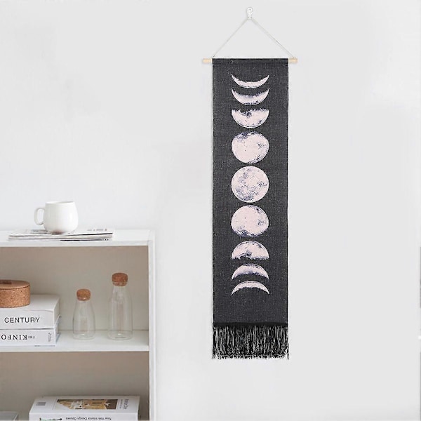 Månesyklusmønster Veggteppe Kunst Håndverk Hjem Stue Dekor Ornament (Svart)
