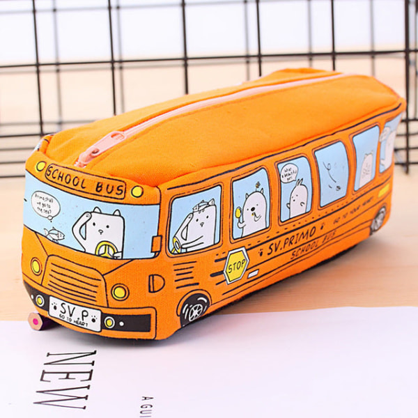 Case Creative stor kapacitet Canvas Buss Skolmaterial Orange 1 pcs
