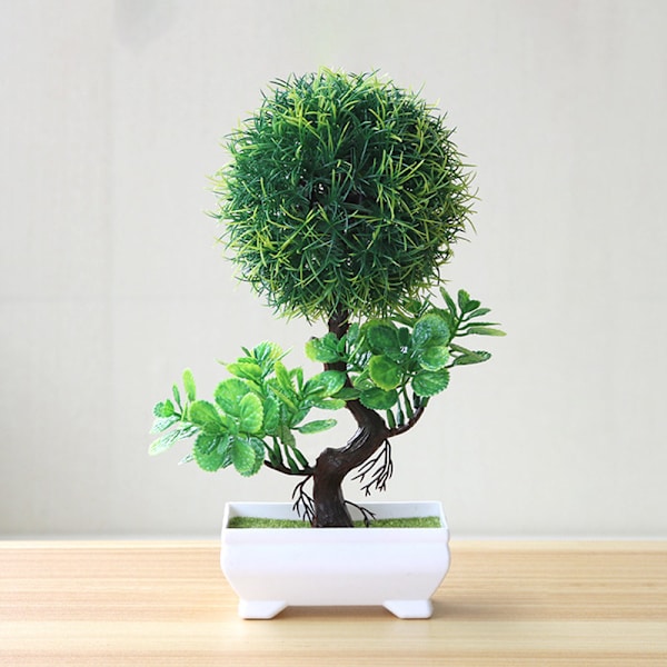 Uudet keinotekoiset kasvit Mänty Bonsai Pieni puu Ruukkukasvit Tekokukat Ruukku koristeet kodin sisustukseen Hotellin puutarhakoriste Style3-C