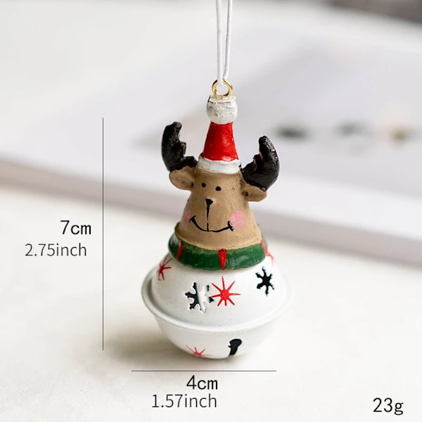 1 st Julnötknäppare Hängen Harts Docka Hängande Ornament Julgran Nötknäppare Soldat för Julfestdekorationer GJ154-Bell Elk