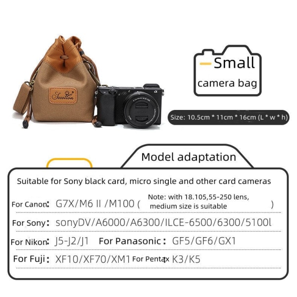 Linsskyddsfotograferingsväska innerficka vattentät mikro enkel kamera förvaringsväska kameraryggsäck förinstax mini 11 Small khaki 1