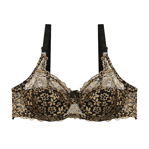 Nya Ankomster Genomskinlig Spetsbroderi Dam BH Sexiga Plus Size Underkläder Bralette Behå White 75C