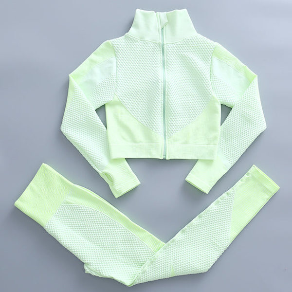 Yoga Set Träningskläder gym fitness för damer träningsdräkt Fruit green M