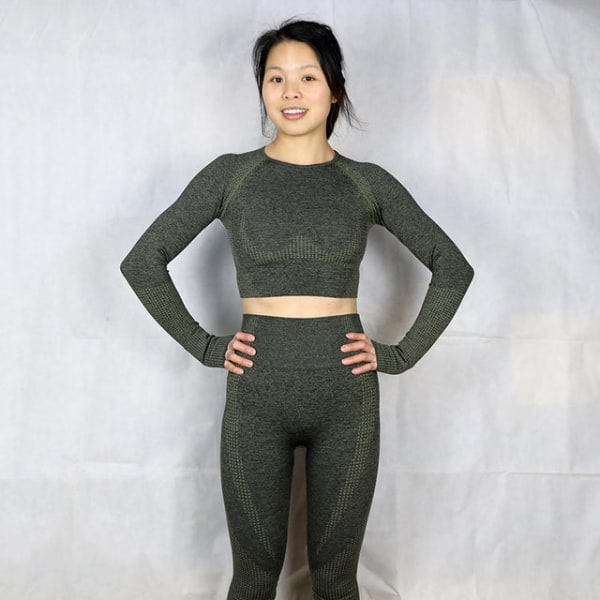 Yoga Sæt Træningstøj Fitness Leggings+Cropped Skjorter Sportsdragt Kvinder wine red L