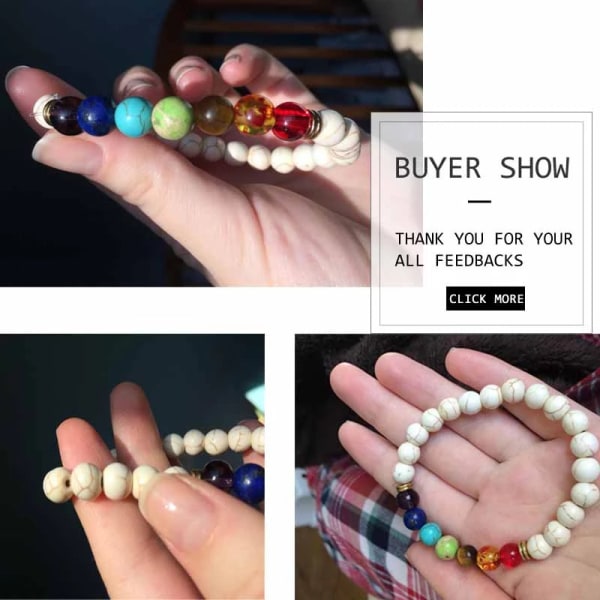 7 Chakra Healing Perlearmbånd Naturlig Lavasten Tigerøje Perler Armbånd 8MM Til Kvinder Mænd Mode Yoga Smykker 16