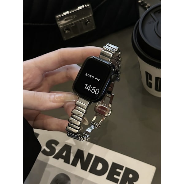 Klockarmband för Apple Watch iWatch Självmätt bredd: 14mm Silver