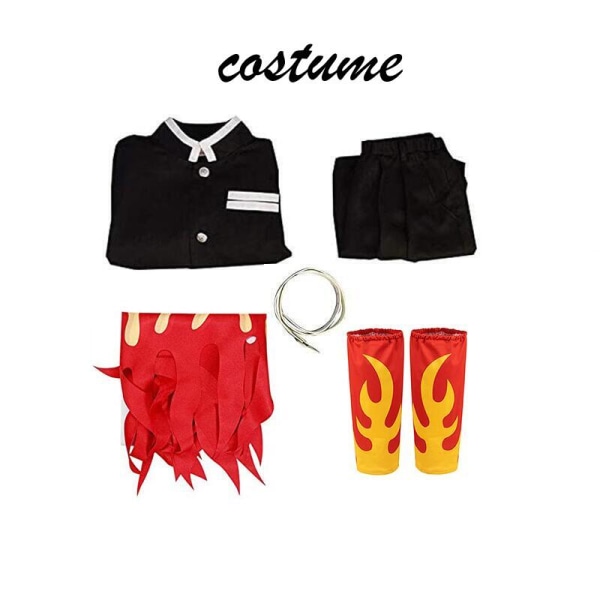 Demon Slayer Rengoku Kyoujurou Cosplay Kostym Kimetsu No Yaiba Kimono Uniform Peruk Halloween Kostymer för kvinnor Män Barn costume 6T-120