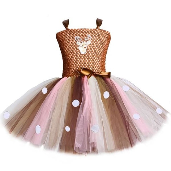 Rådjurs Tutu Klänning för Flickor Halloween Jul Kostym Barn Djur Älg Ren Cosplay Födelsedagsfest Klänning Med Hårband 1-12 År Dress and Hairband