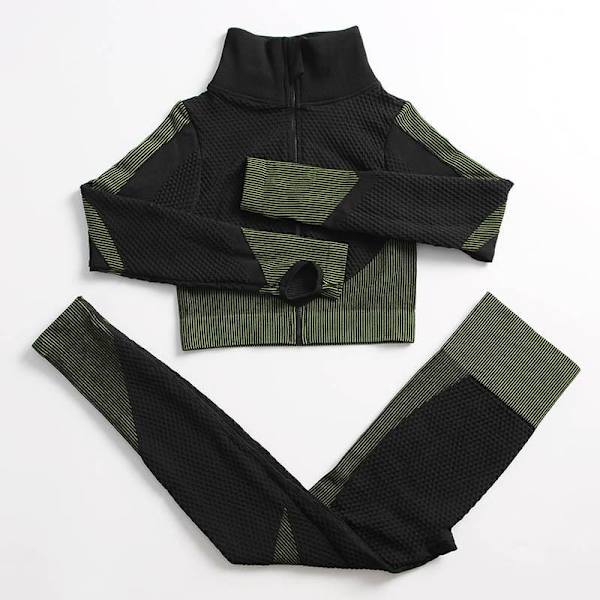 Yoga Set Träningskläder gym fitness för damer träningsdräkt 3 Pcs set gray M