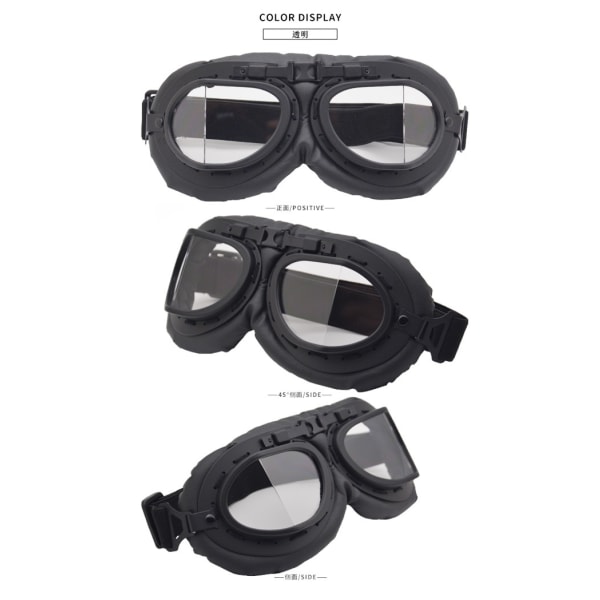 Retro Harley -lasit Moottoripyörälasit Maastolasit Ajolasit Iskunkestävyys tuulta ja hiekkaa vastaan Transparent 17cm