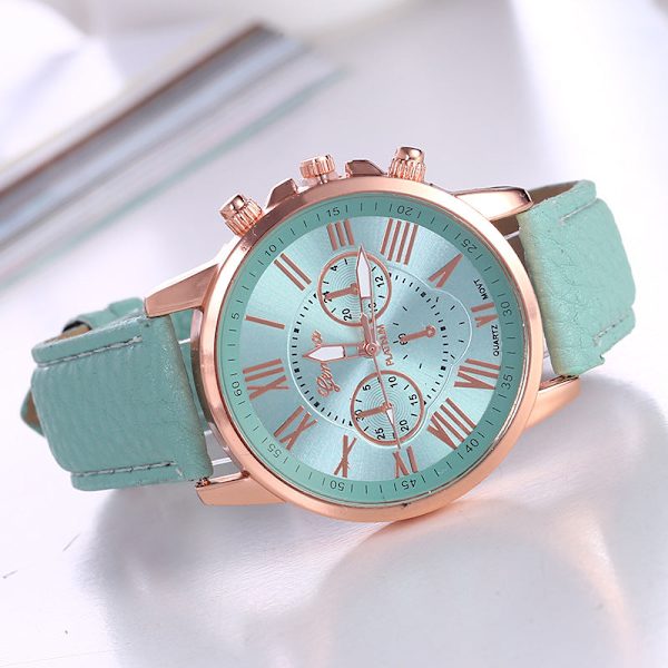 Klocka Geneva Quartz Armbandsur Dammode Damskala Herrklocka Red