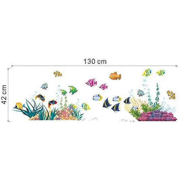 Väggdekal Färgglada I Muraler: 130x42 Cm I Väggtatuering Badrum Kakeldekal Fisk Korall Hav Sjö I Väggdekoration För Barns Barnrum Ba