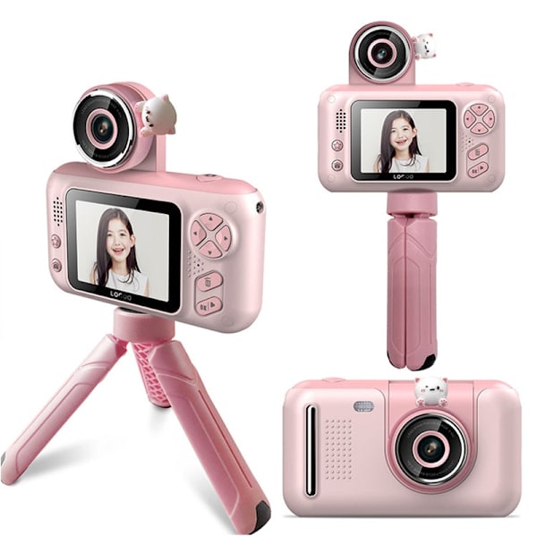 Håndholdt Kamera Barnekamera Stativ 2.4'' HD Skjerm Digitalt Kamera Videoopptaker Leker for Barn Baby Jente Bursdagsgave blue-yellow