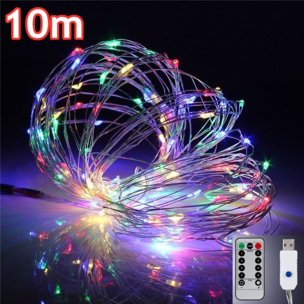 LED Fjernkontroll Garland Lysstripe for Multifunksjonell Skinnende Utendørs Dekorationslys Warm white LED-10m
