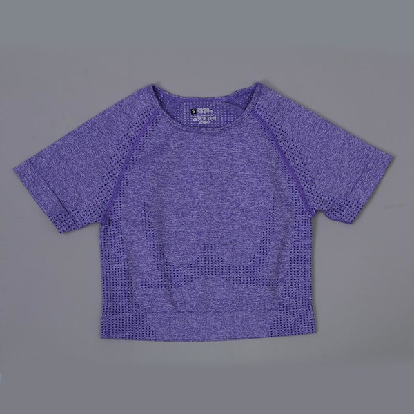Joogasetti Urheilupuku Treenausvaatteet Lyhythihainen Crop Top Joogashortsit Naisille purple top M
