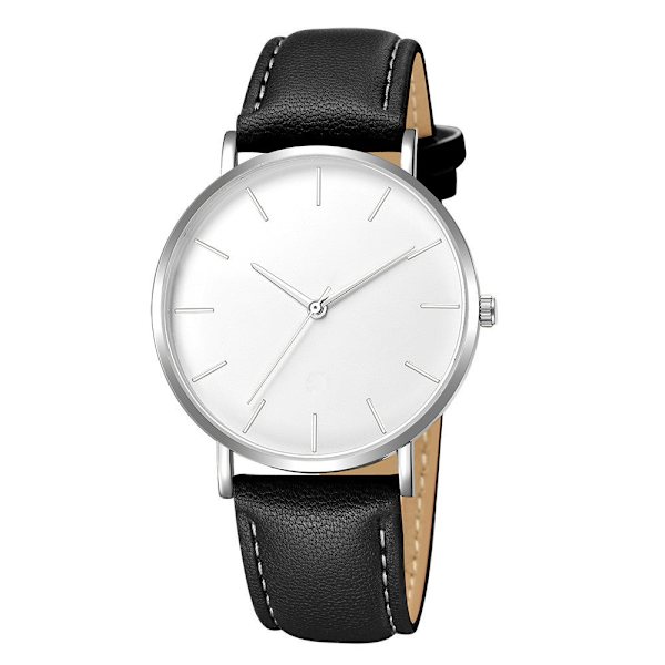 Klocka Enkel Klocka Casual Herrklocka Business Quartzklocka Modebälte Herrklocka White Shell white needle Black Belt
