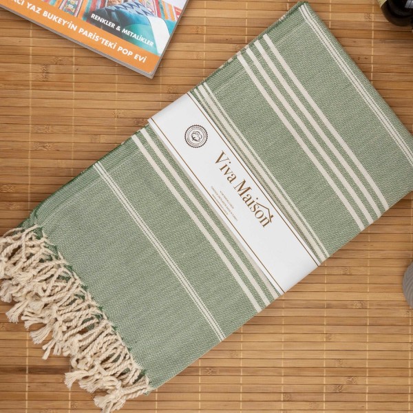 Tyrkisk Bomuld Stribet Sports Badehåndklæde med Kvaster Rejse Fitness Camping Bad Sauna Strand Fitness Pool Tæppe Absorberende Let Pleje Pink 100x180cm