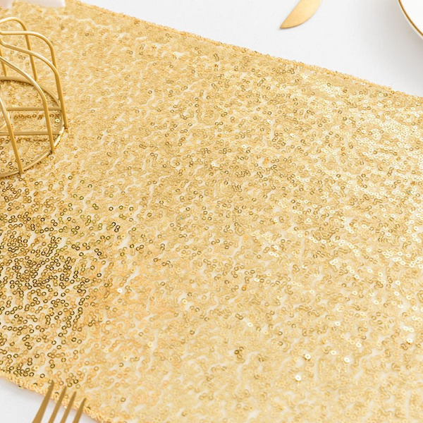 2 stk. paljettbordflagg bryllupsseremoni oppsett duk bordløper juledekorasjon polyester firkantet glitterpaljett White 30*140cm/80g
