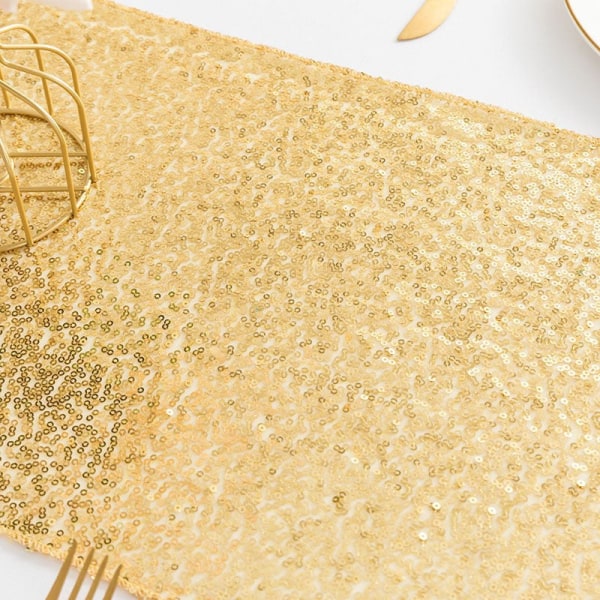 2st Paljett Bord Flagga Bröllopsceremoni Layout Bordsduk Bordslöpare Juldekoration Polyester Fyrkantig Glitter Paljett Gold 30*160cm/90g