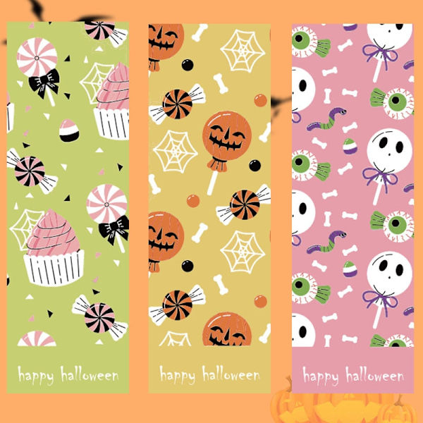 30-90 kpl 9*3CM Hyvää Halloweenia Tarrat Kurpitsa Noita Pääkallo Sinettitarrat Leikekirjat Juhlapakettien Koristeluun 30pcs Style 1