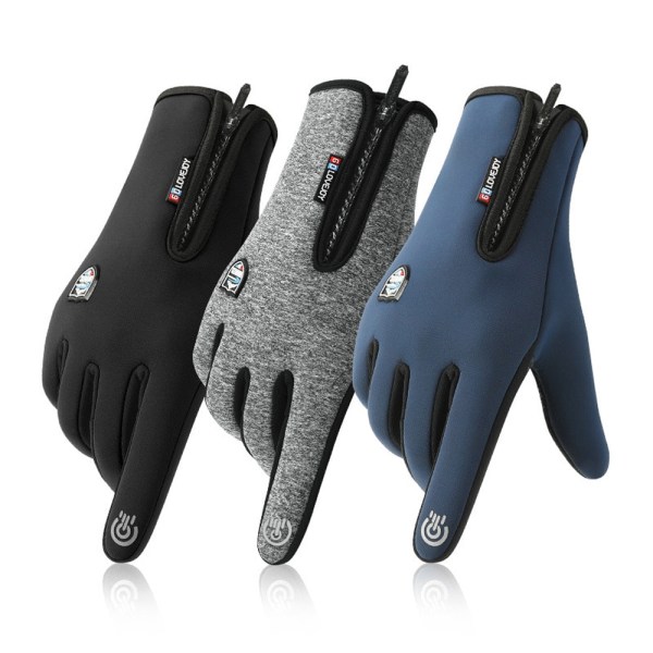 Vattentäta Vintercykelhandskar Herr Motorcykel Svart Varma Fullfingerhandskar Pekskärm MTB Cykel Utomhus Skidåkning Ridning DB42-Black S