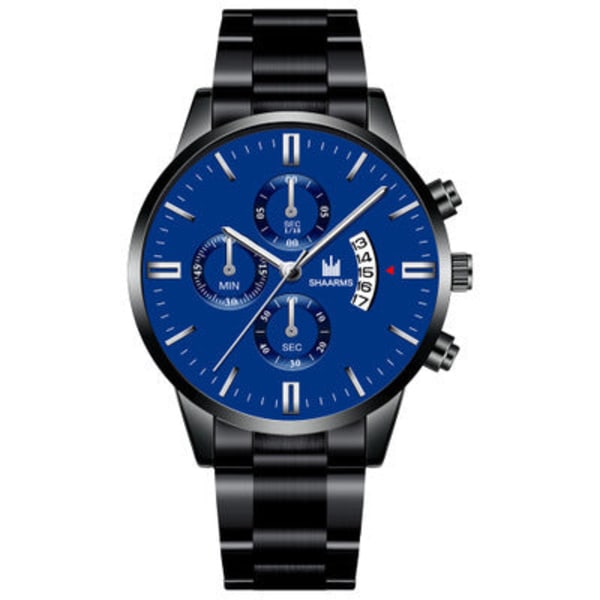 Herrklocka Casual Enkel Skala Business Kalender Stålklocka Herr Quartz Gold strap